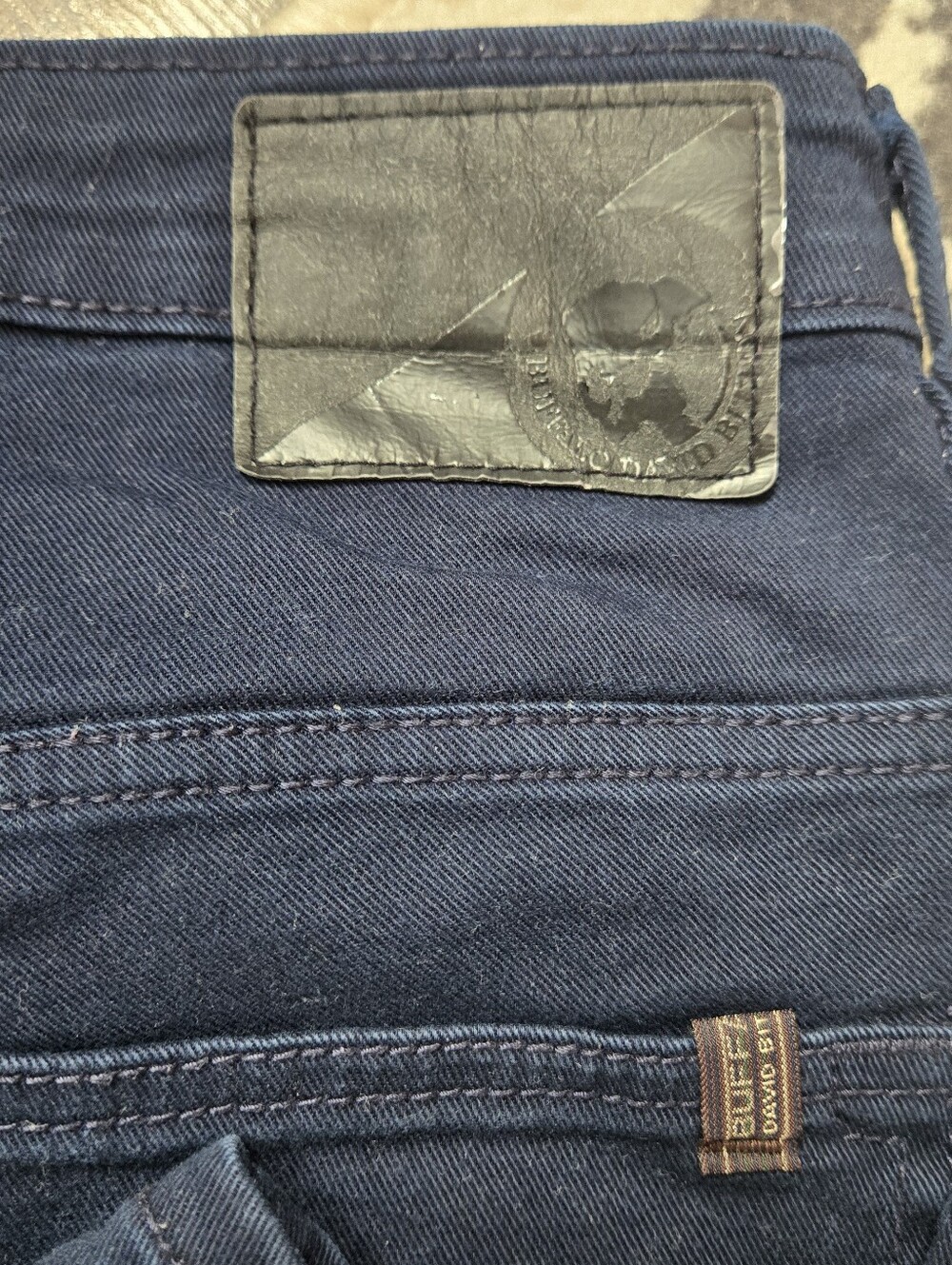 Buffalo David Bitton Men's Dark Blue Jeans with Leather Patch - Style SAM